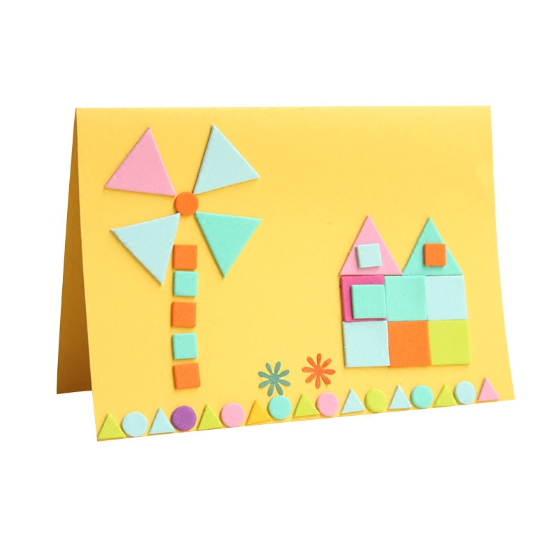 当前热销母亲节日eva几何图形立体黏贴材料包新年创意小卡片手工贺卡6